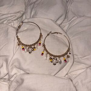 💖✨ Y2K Vibes Gold Beaded Charm Hoop Earrings ✨💖